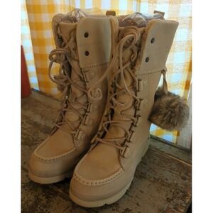 Manitobah Mukluks Waterproof Pacific Winter Boots V2 Womens Size 6 Oat Shearling